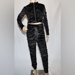 NWT Elite Collection Black Velvet Jacket & Pants Set M